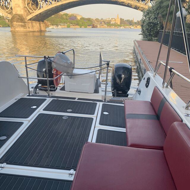 Sevilla: Romantic Boat Ride - 1 hour on the Guadalquivir: frizzante wine, your music, and slow views