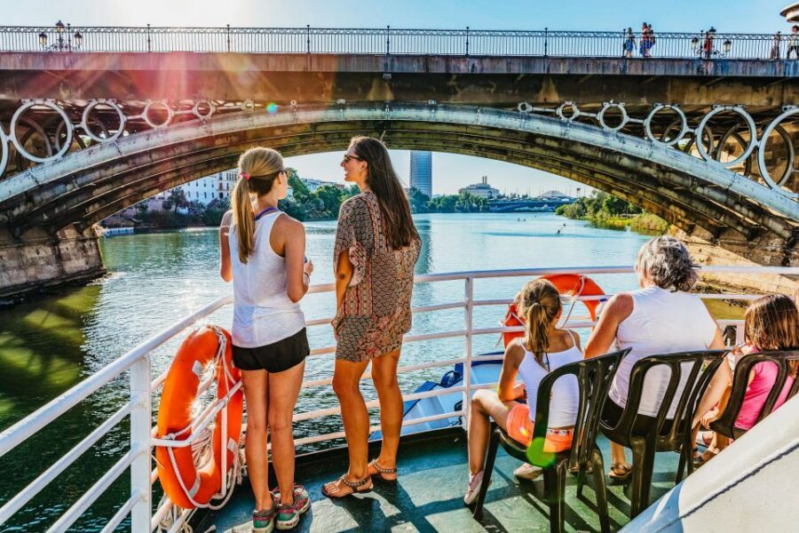 Seville: Guadalquivir River Cruise - Expo ’92 pavilions and the Ibero-American Exhibition look different from the river