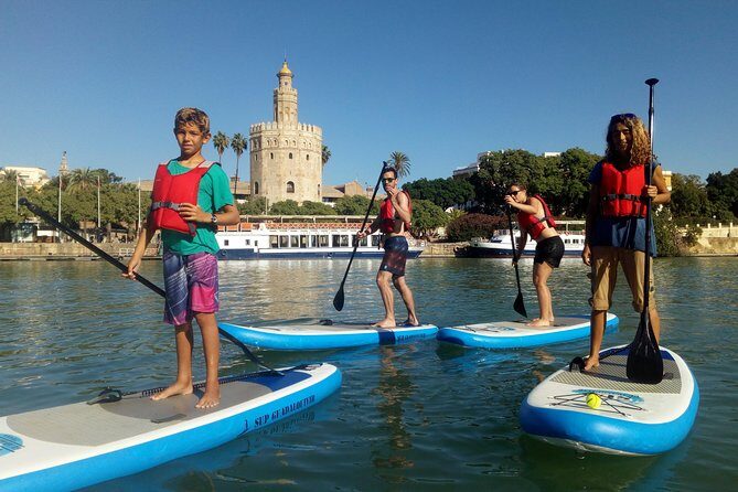 Seville Paddle Surf Sup in the Guadalquivir River - Torre del Oro views: spotting the tower without the crowds